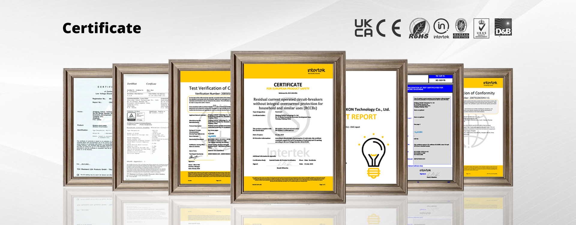Certificates of Vekon Products